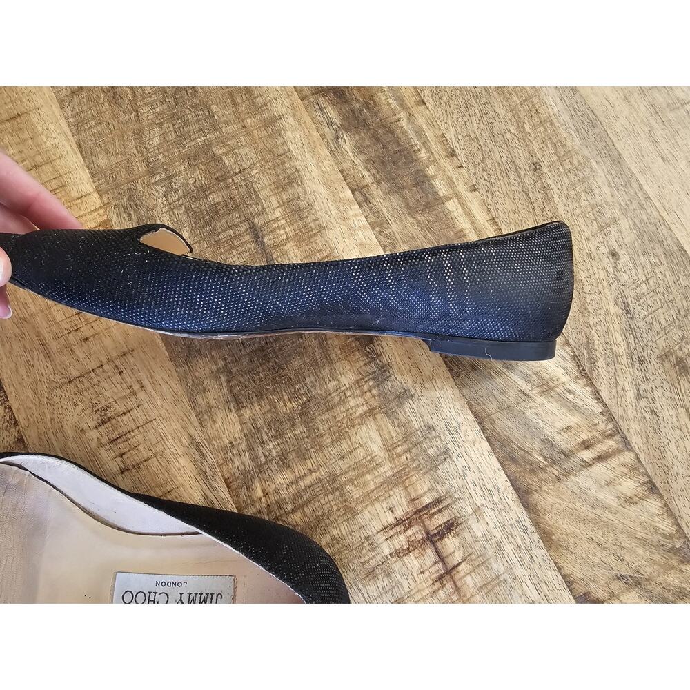 Jimmy Choo Ballet Flats Pointed Toe Women's Size 37/7 Slip On Black - Picture 9 of 16